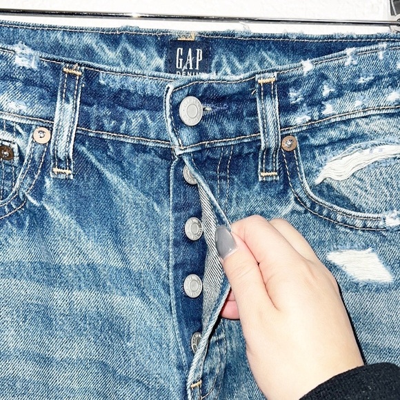Gap Denim Cheeky Straight Destressed Destroyed Button Fly Jeans - Picture 5 of 13